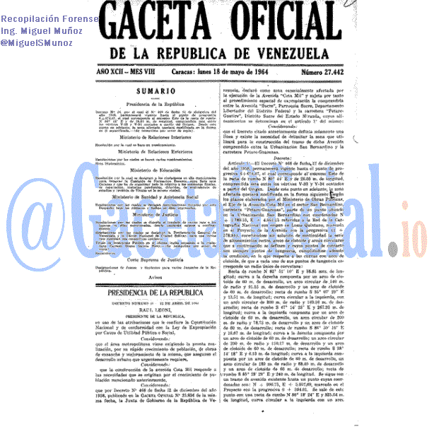 Gaceta Oficial 27442 del 18 Mayo 1964