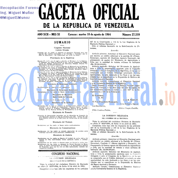 Gaceta Oficial 27519 del 18 Agosto 1964