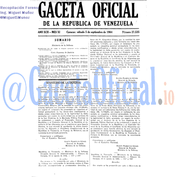 Gaceta Oficial 27535 del 5 Septiembre 1964
