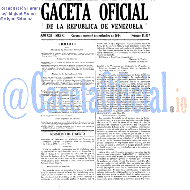 Gaceta Oficial 27537 del 8 Septiembre 1964