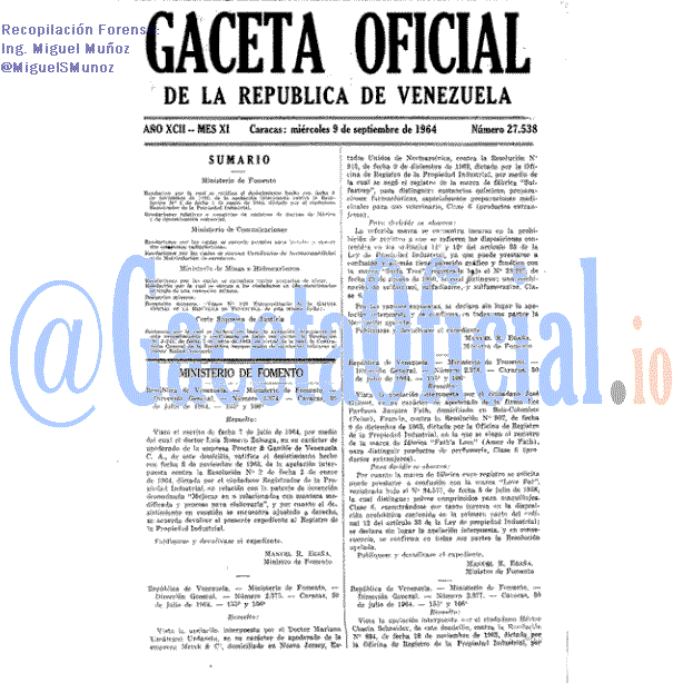 Gaceta Oficial 27538 del 9 Septiembre 1964