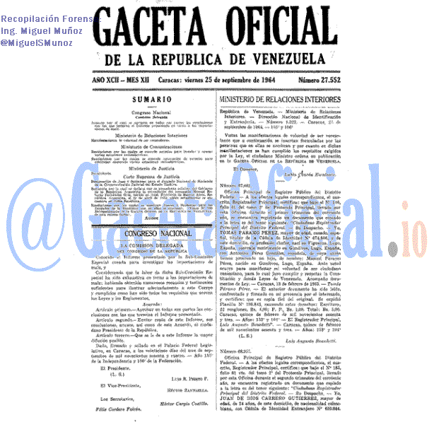 Gaceta Oficial 27552 del 25 Septiembre 1964