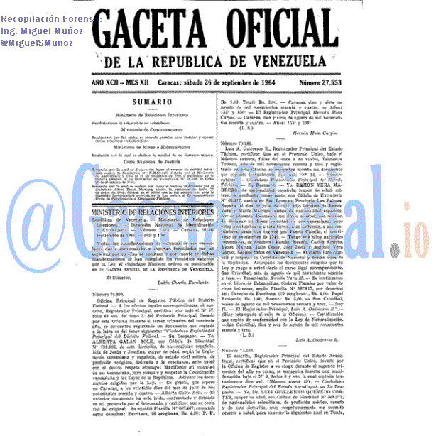 Gaceta Oficial 27553 del 26 Septiembre 1964