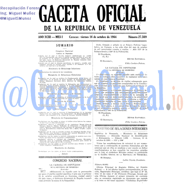 Gaceta Oficial 27569 del 16 Octubre 1964