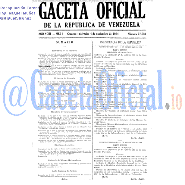 Gaceta Oficial 27584 del 4 Noviembre 1964
