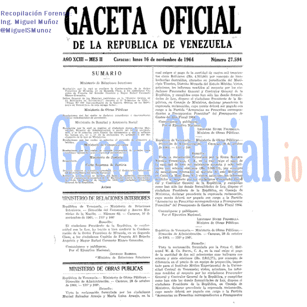 Gaceta Oficial 27594 del 16 Noviembre 1964