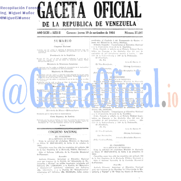 Gaceta Oficial 27597 del 19 Noviembre 1964