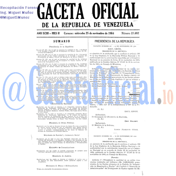 Gaceta Oficial 27602 del 25 Noviembre 1964