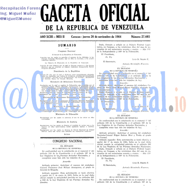 Gaceta Oficial 27603 del 26 Noviembre 1964