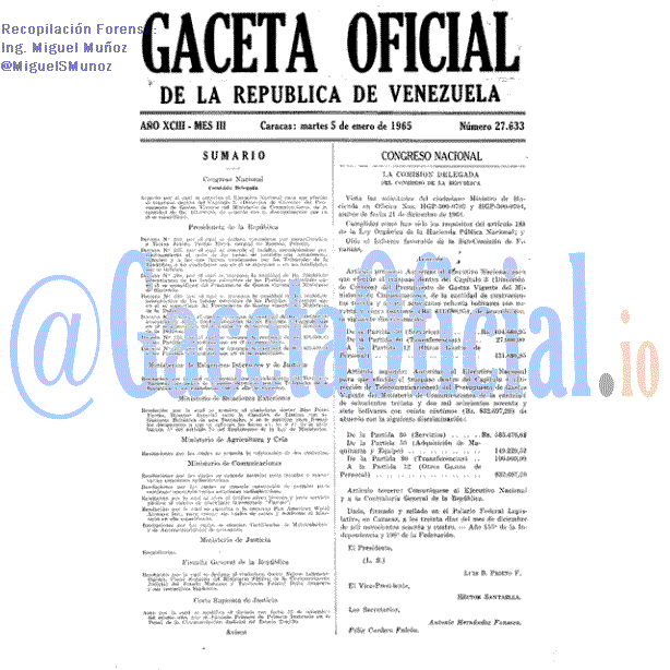 Gaceta Oficial 27633 del 5 Enero 1965