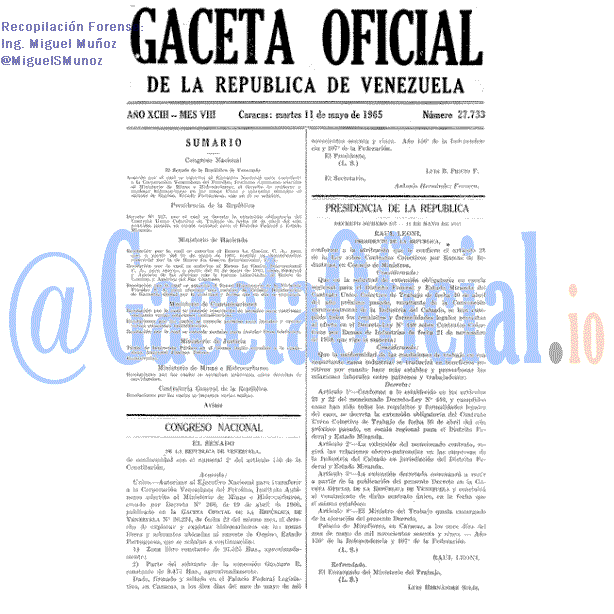 Gaceta Oficial 27733 del 11 Mayo 1965