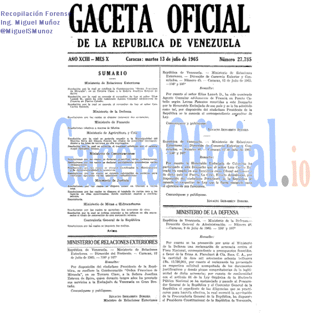 Gaceta Oficial 27785 del 13 Julio 1965