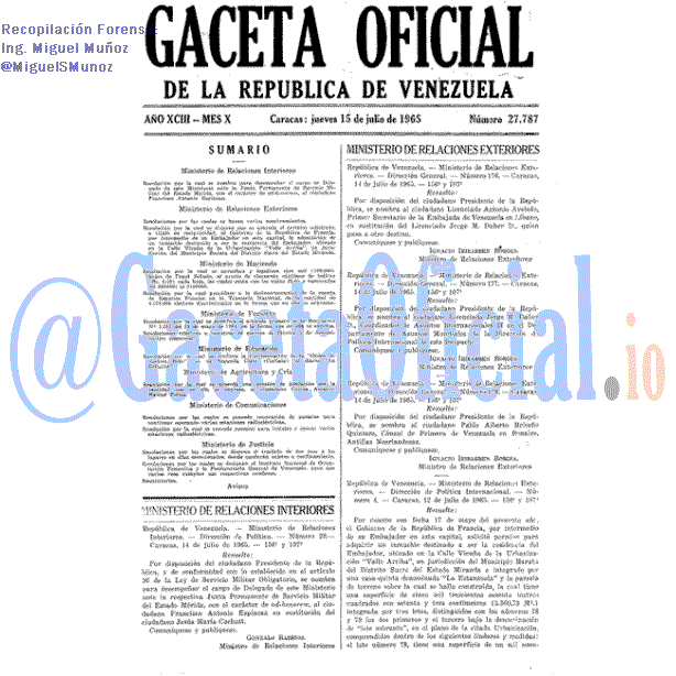Gaceta Oficial 27787 del 15 Julio 1965