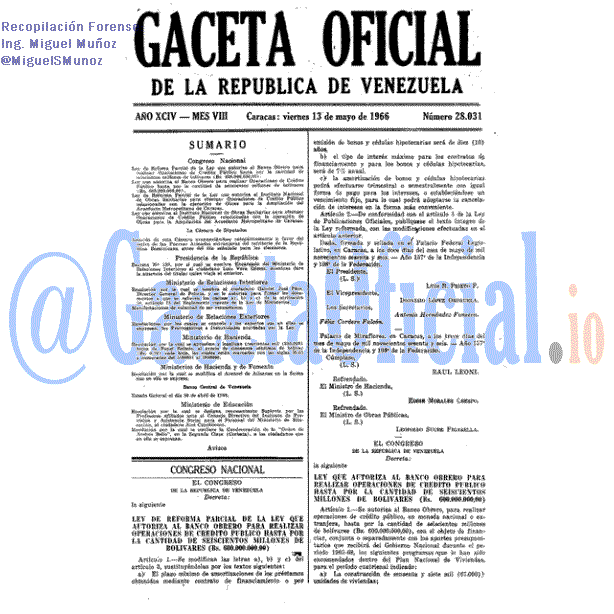 Gaceta Oficial 28031 del 13 Mayo 1966