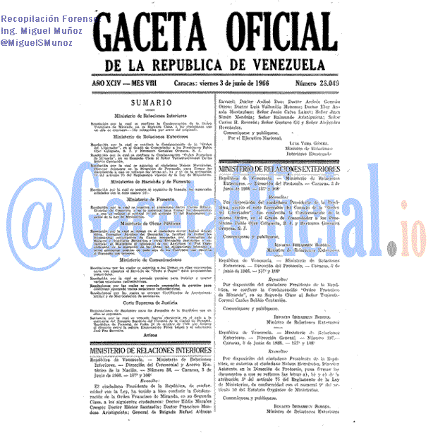 Gaceta Oficial 28049 del 3 Junio 1966