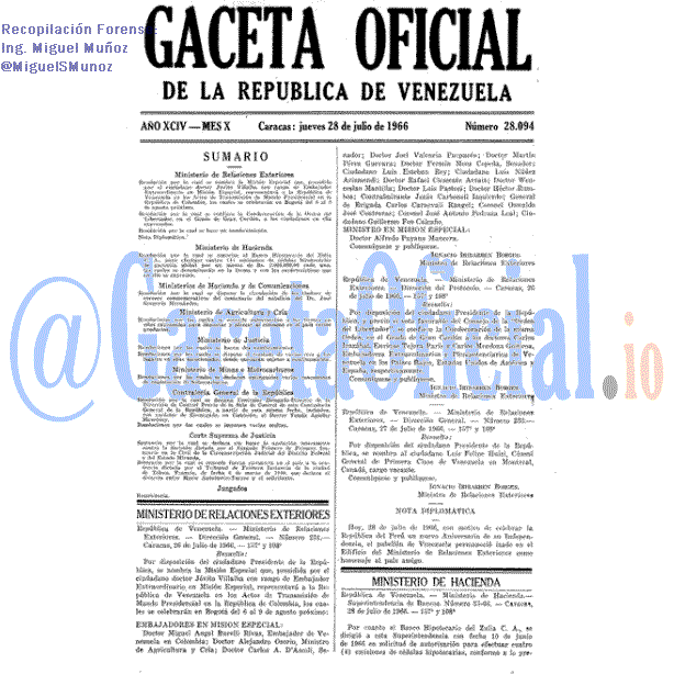 Gaceta Oficial 28094 del 28 Julio 1966