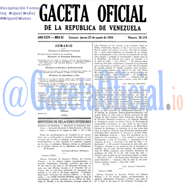 Gaceta Oficial 28118 del 25 Agosto 1966