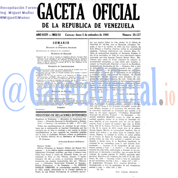 Gaceta Oficial 28127 del 5 Septiembre 1966