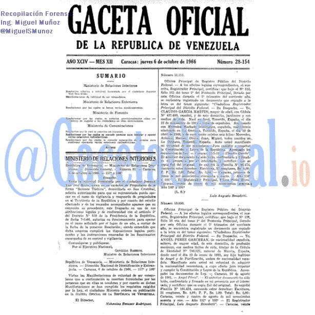 Gaceta Oficial 28154 del 6 Octubre 1966