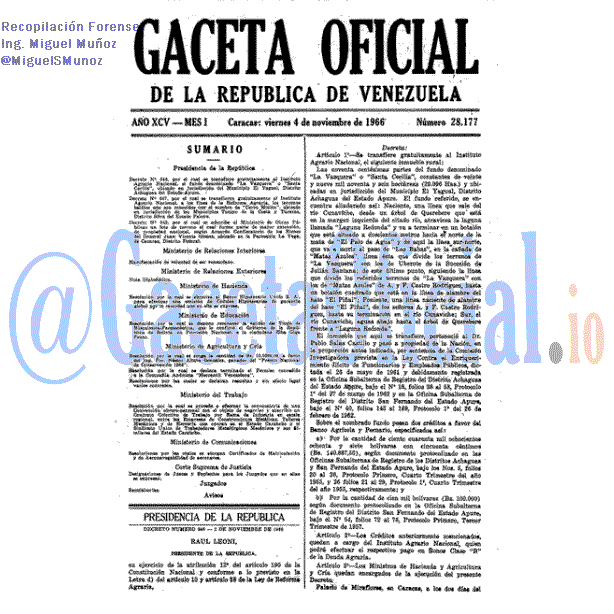 Gaceta Oficial 28177 del 4 Noviembre 1966