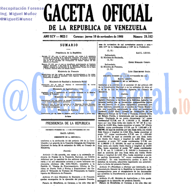 Gaceta Oficial 28182 del 10 Noviembre 1966