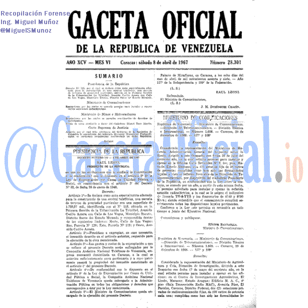 Gaceta Oficial 28301 del 8 Abril 1967