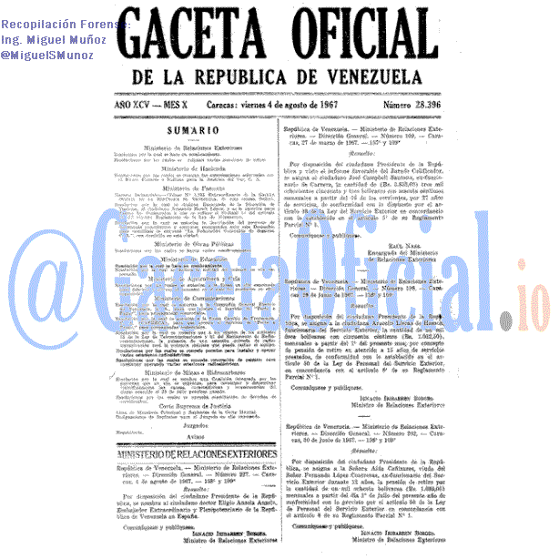 Gaceta Oficial 28396 del 4 Agosto 1967