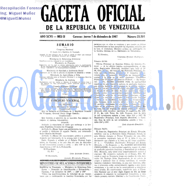 Gaceta Oficial 28501 del 7 Diciembre 1967