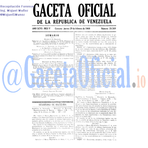 Gaceta Oficial 28569 del 29 Febrero 1968