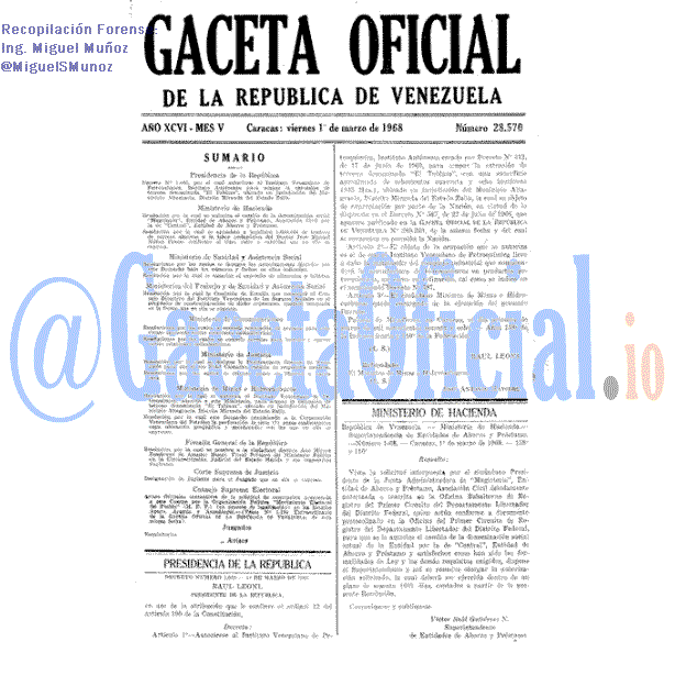 Gaceta Oficial 28570 del 1 Marzo 1968