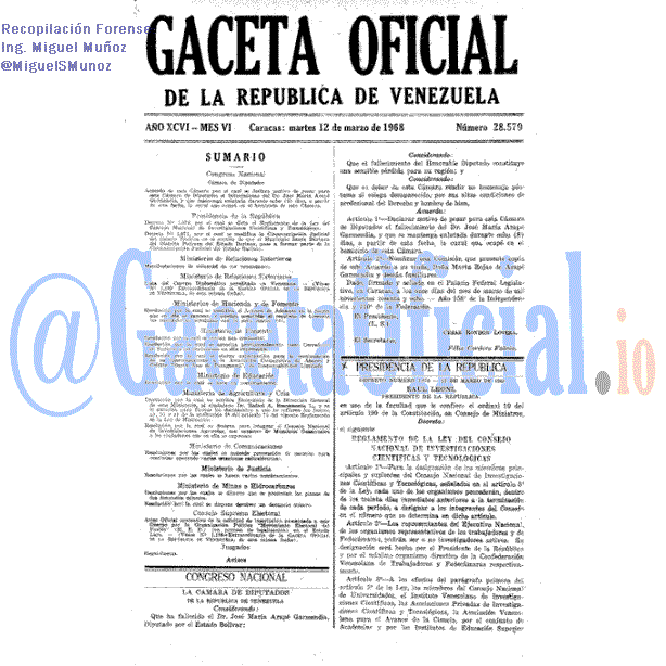 Gaceta Oficial 28579 del 12 Marzo 1968