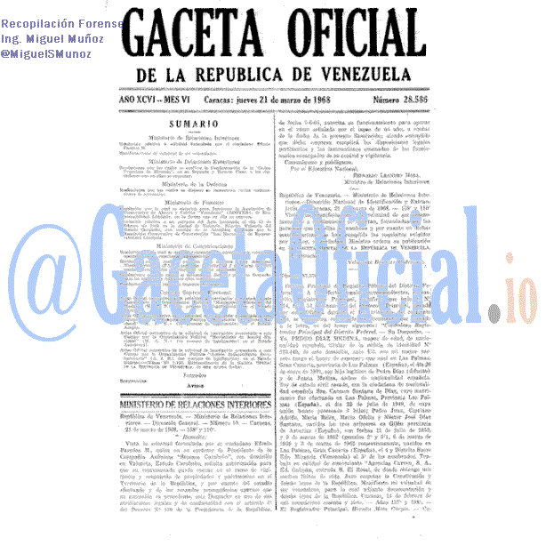 Gaceta Oficial 28586 del 21 Marzo 1968