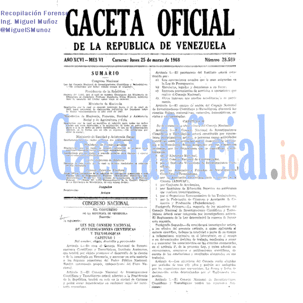 Gaceta Oficial 28589 del 25 Marzo 1968