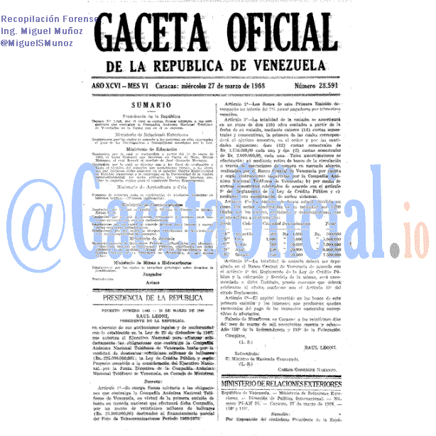 Gaceta Oficial 28591 del 27 Marzo 1968