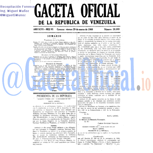 Gaceta Oficial 28593 del 29 Marzo 1968