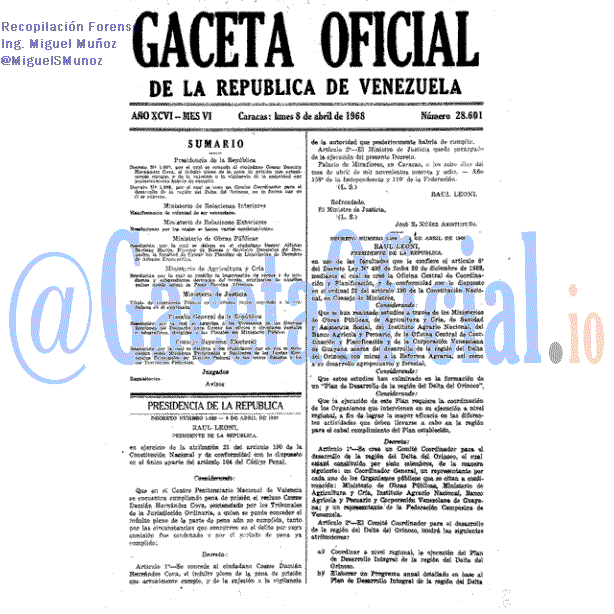 Gaceta Oficial 28601 del 8 Abril 1968