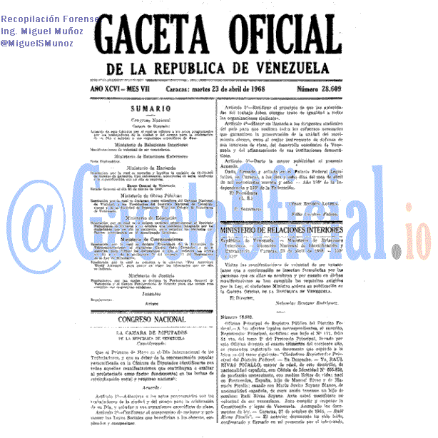Gaceta Oficial 28609 del 23 Abril 1968