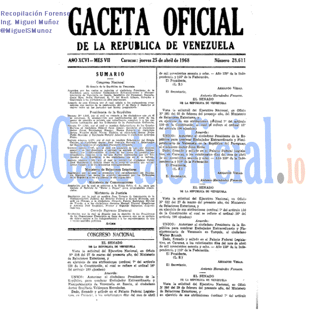 Gaceta Oficial 28611 del 25 Abril 1968