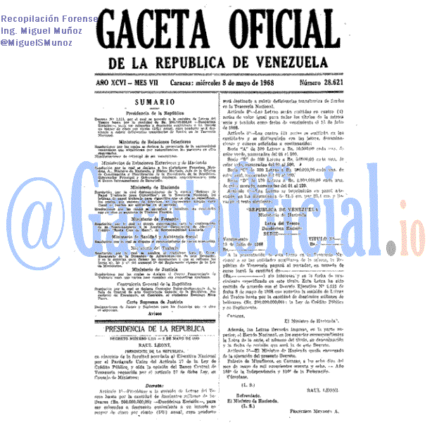 Gaceta Oficial 28621 del 8 Mayo 1968
