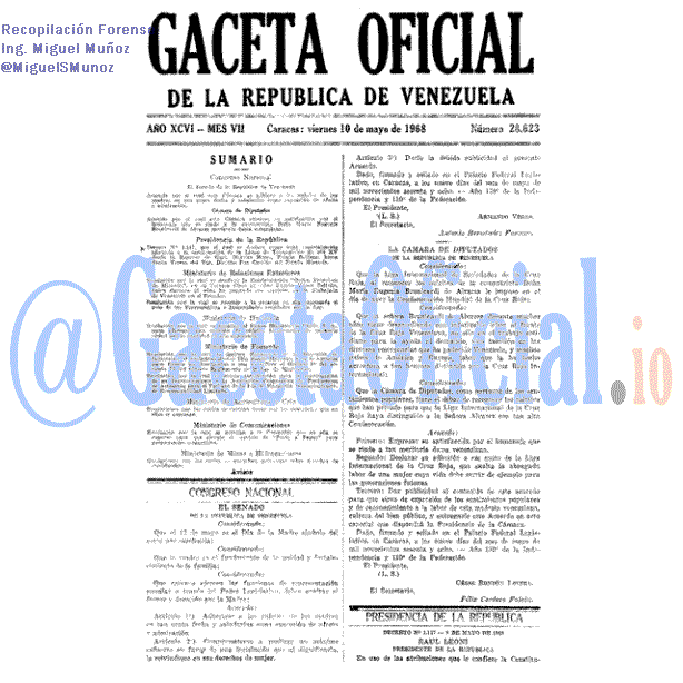 Gaceta Oficial 28623 del 10 Mayo 1968