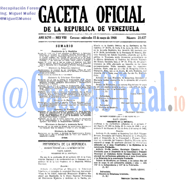 Gaceta Oficial 28627 del 15 Mayo 1968