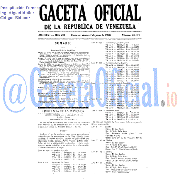 Gaceta Oficial 28647 del 7 Junio 1968