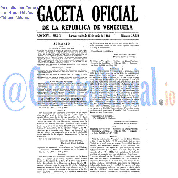 Gaceta Oficial 28654 del 15 Junio 1968