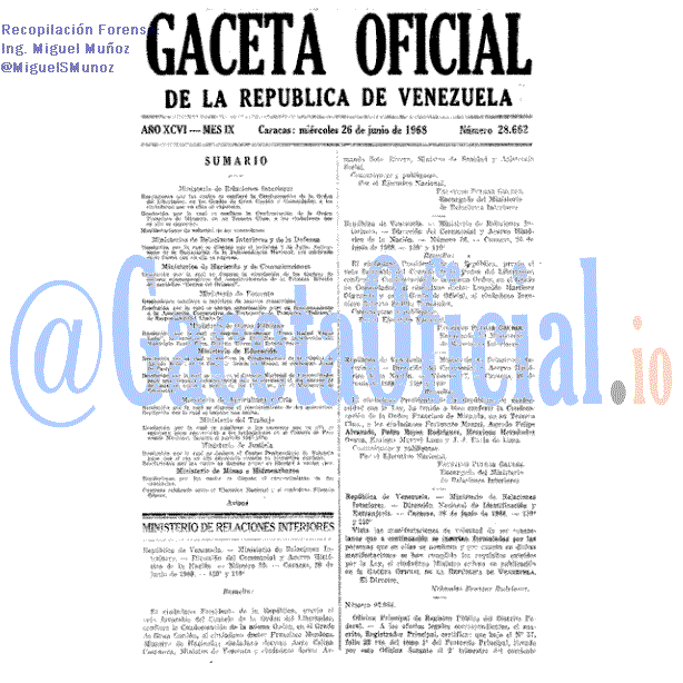Gaceta Oficial 28662 del 26 Junio 1968