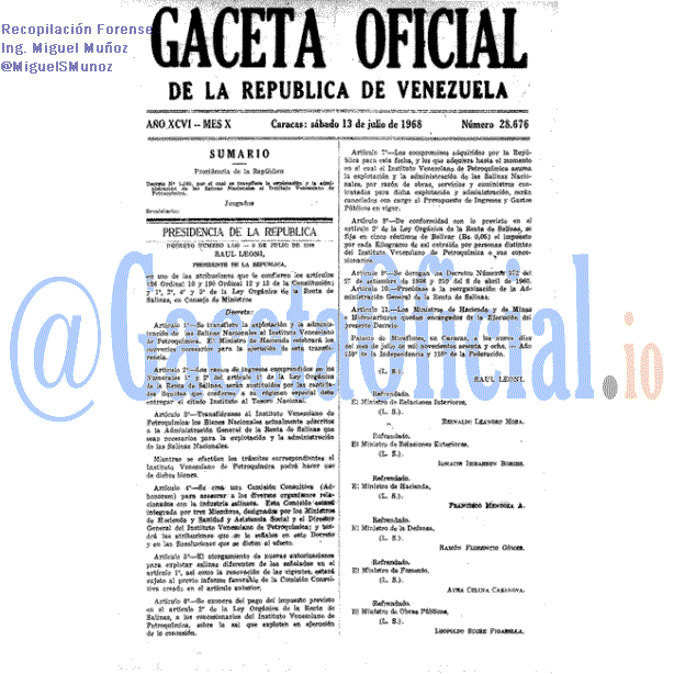 Gaceta Oficial 28676 del 13 Julio 1968