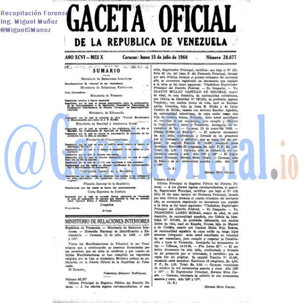 Gaceta Oficial 28677 del 15 Julio 1968