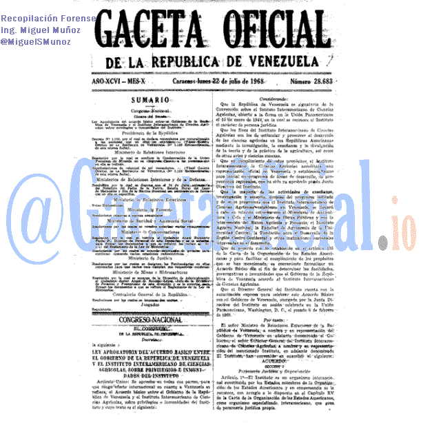 Gaceta Oficial 28683 del 22 Julio 1968