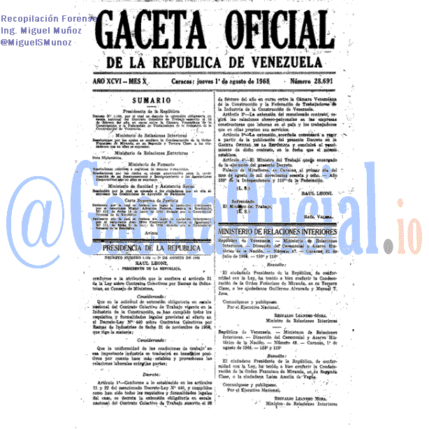Gaceta Oficial 28691 del 1 Agosto 1968