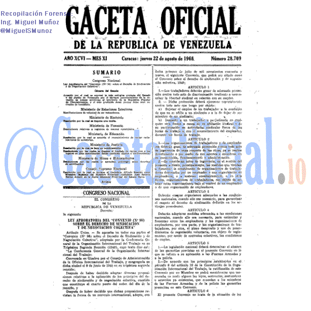 Gaceta Oficial 28709 del 22 Agosto 1968