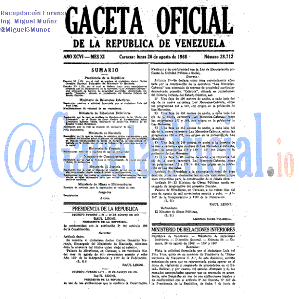 Gaceta Oficial 28712 del 26 Agosto 1968